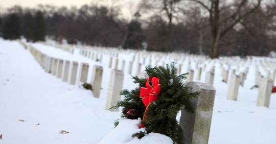 wreath on gravestone