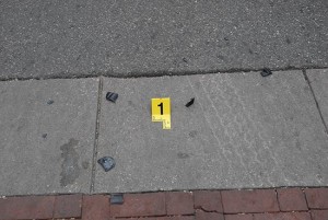 Evidence marker on the street